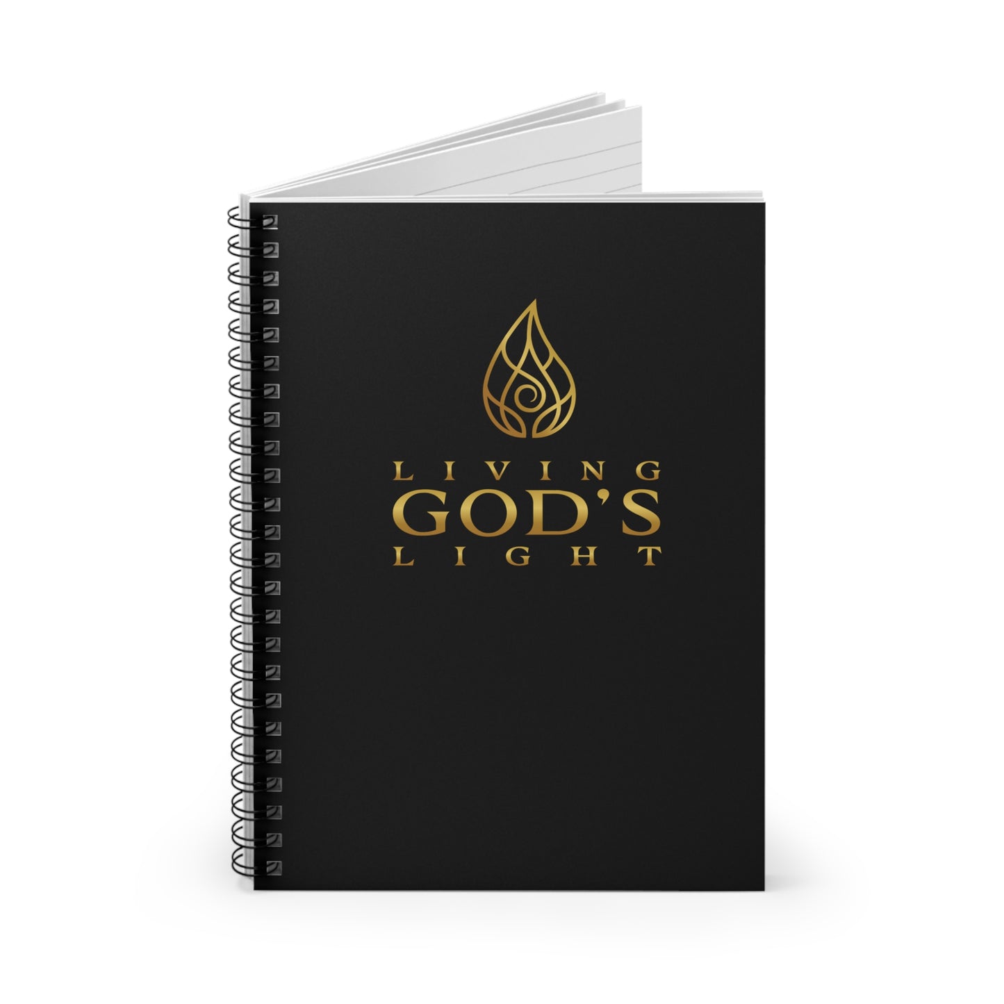 Black Living God's Light Spiral Notebook - Ruled Line
