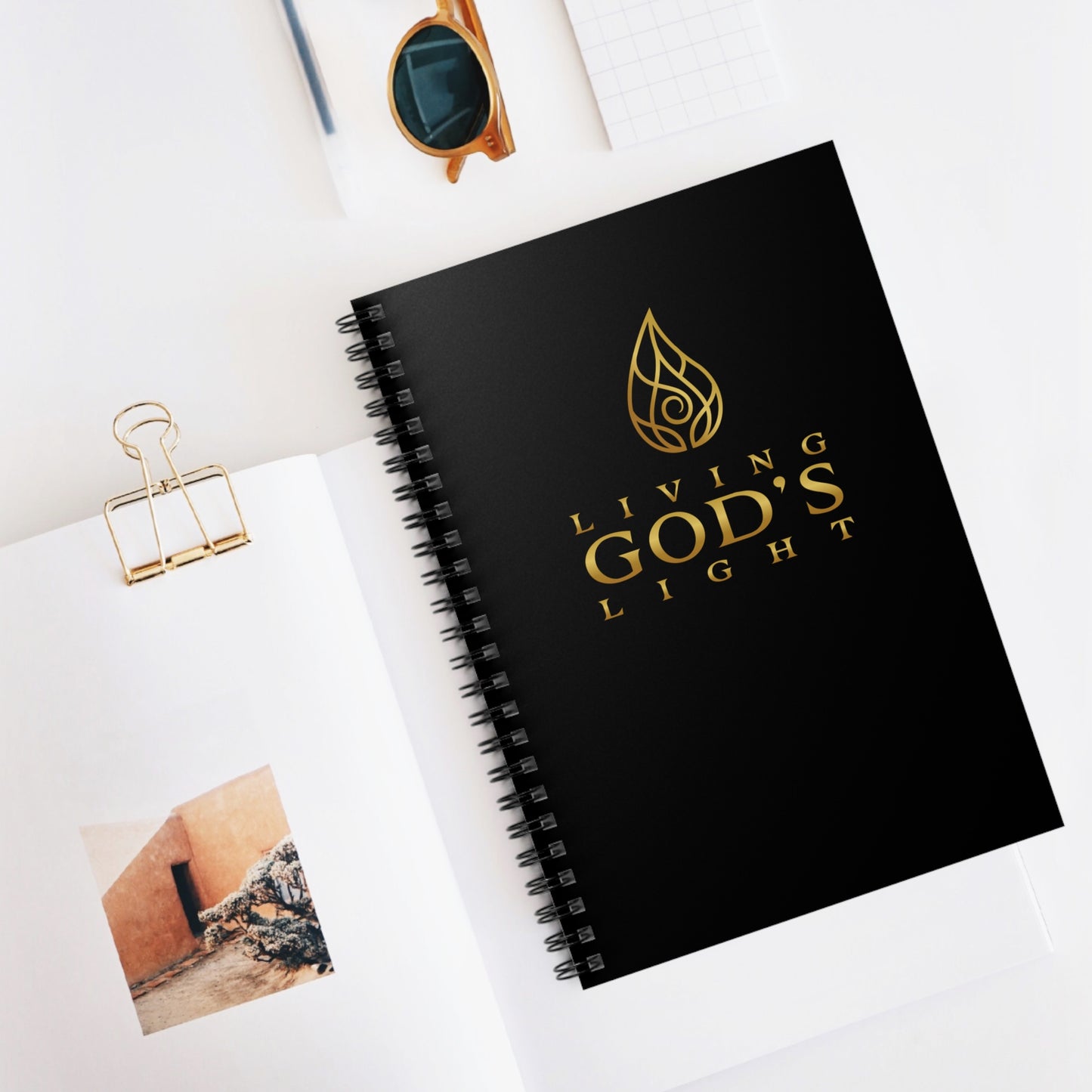 Black Living God's Light Spiral Notebook - Ruled Line