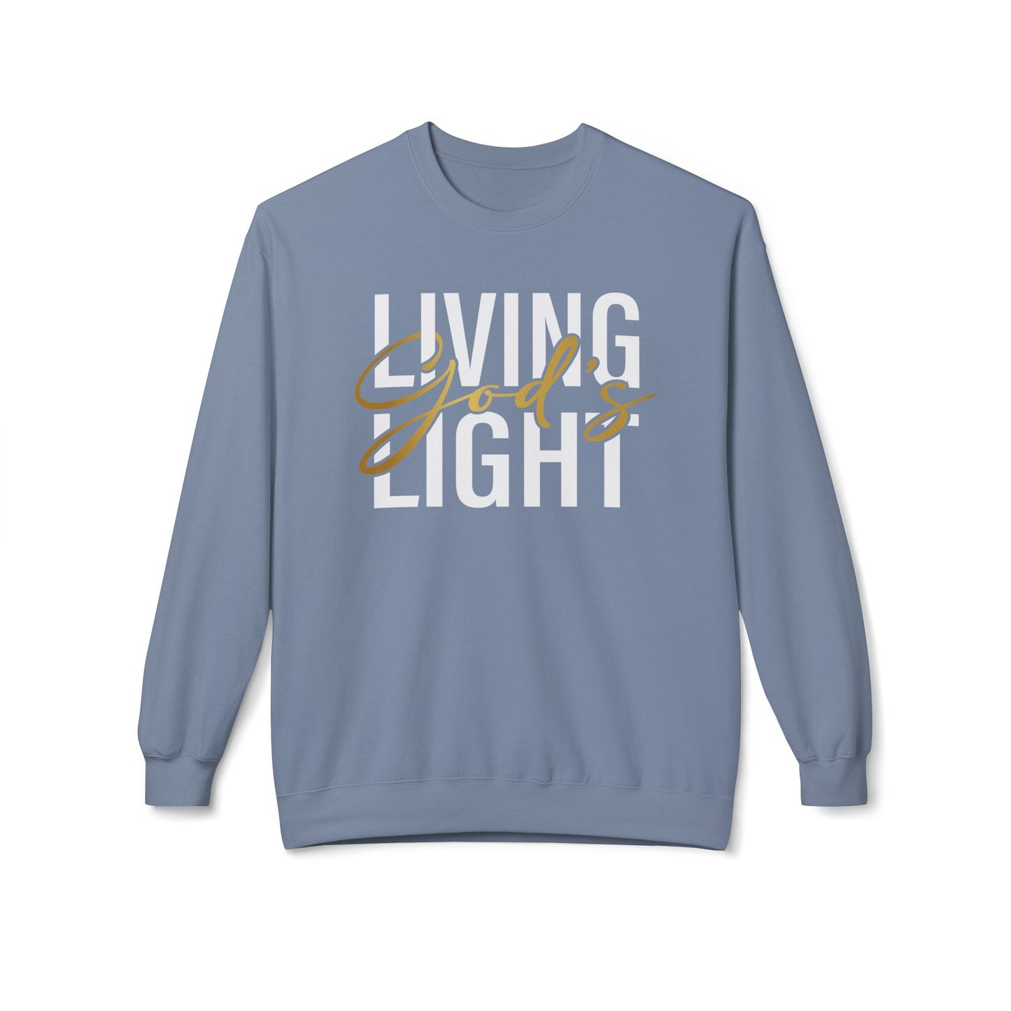 Living God's Light Script Unisex Midweight Fleece Crewneck Sweatshirt