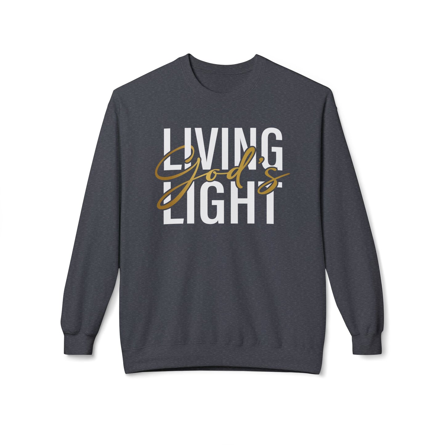 Living God's Light Script Unisex Midweight Fleece Crewneck Sweatshirt