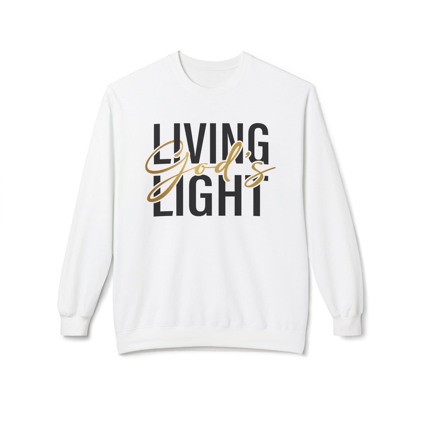 Living God's Light Script Unisex Midweight Fleece Crewneck Sweatshirt