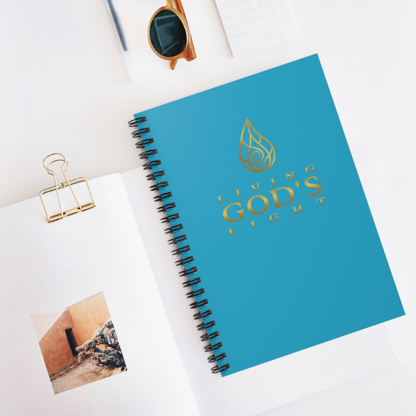 Turquoise Living God's Light Spiral Notebook - Ruled Line