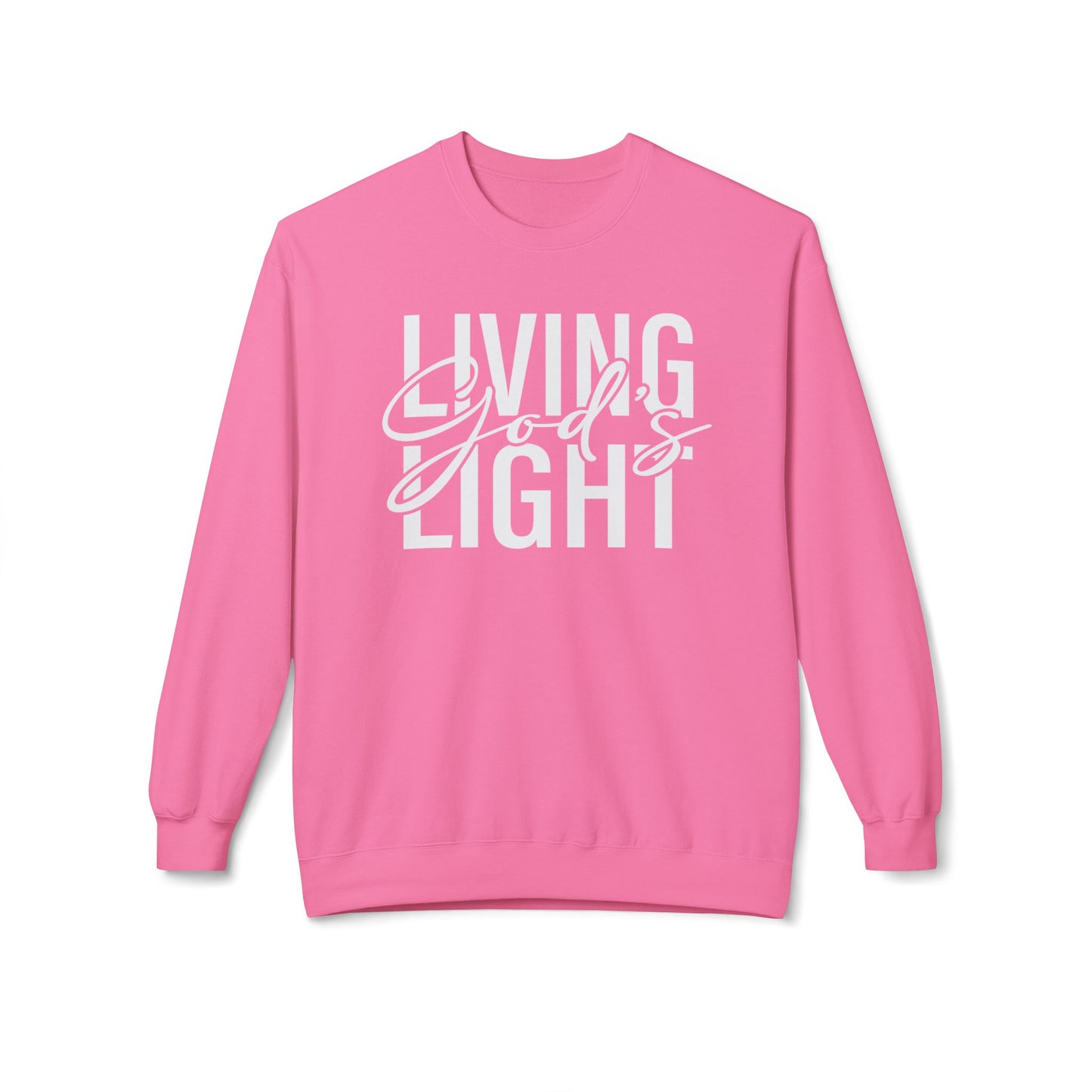 Living God's Light Script Unisex Midweight Fleece Crewneck Sweatshirt