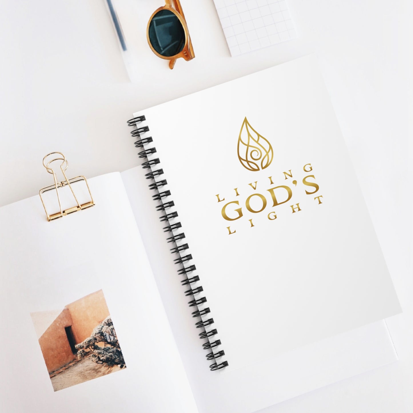 White Living God's Light Spiral Notebook - Ruled Line
