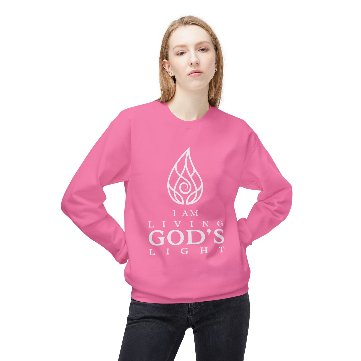 I Am Living God's Light Unisex Midweight Fleece Crewneck Sweatshirt