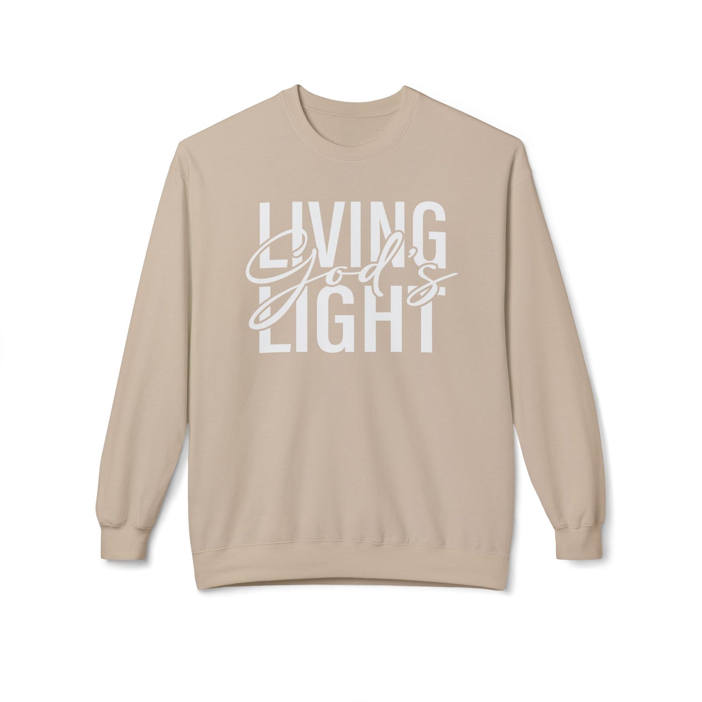 Living God's Light Script Unisex Midweight Fleece Crewneck Sweatshirt